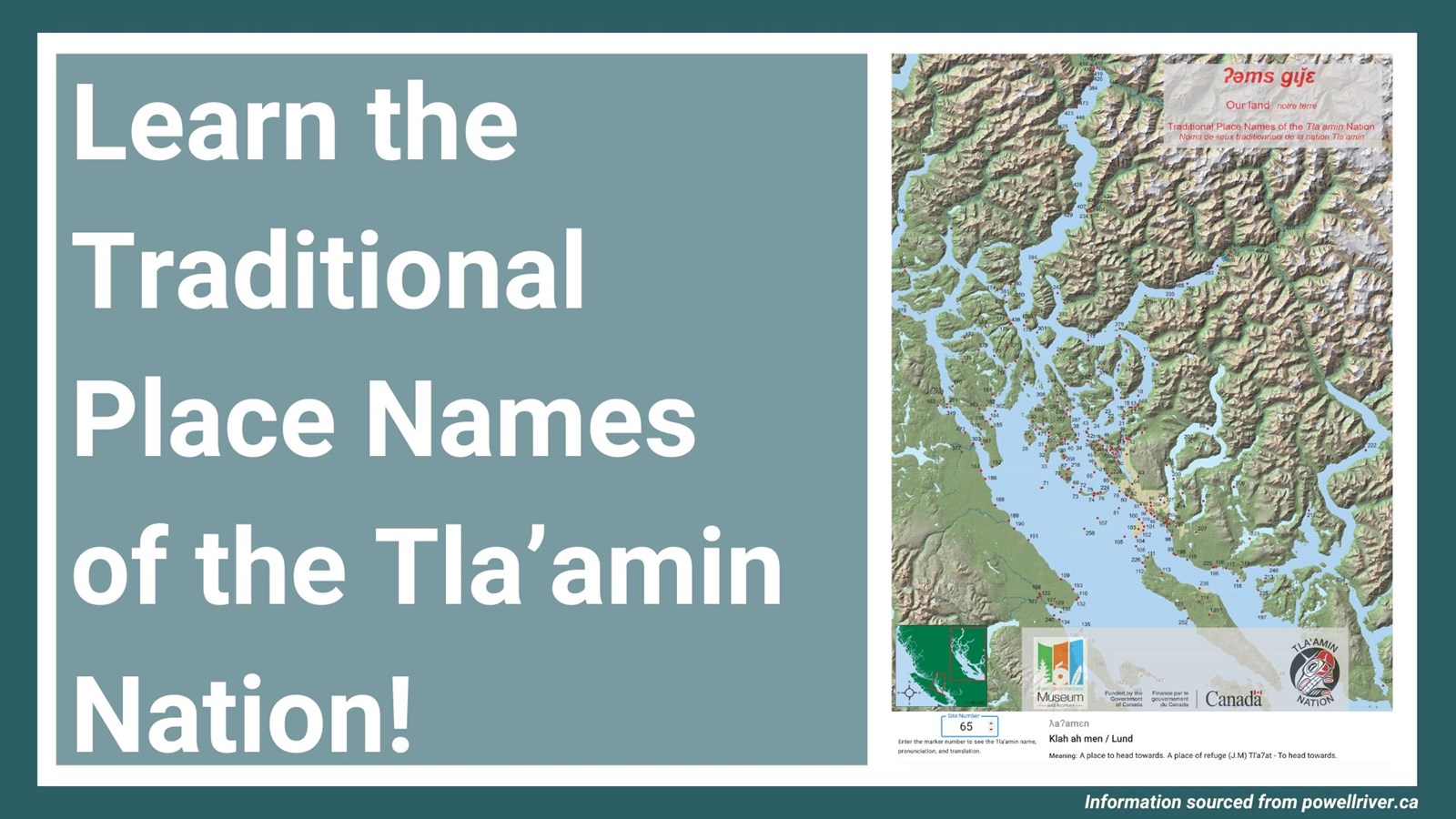 Tla'amin Place Names Map